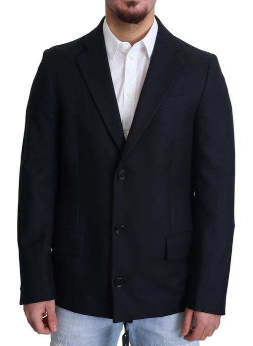 Blazer Sólido Azul Marino Ajuste Entallado - Image 1