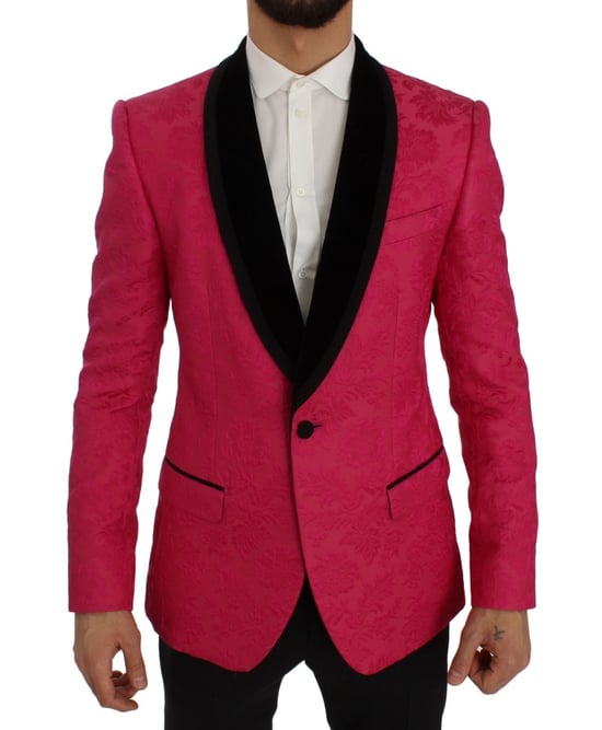 Blazer de Brocado Floral con Solapa de Chal - Image 1