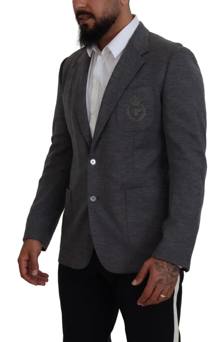 Blazer Gris Con Abeja Bordada Fit Clásico - Image 2