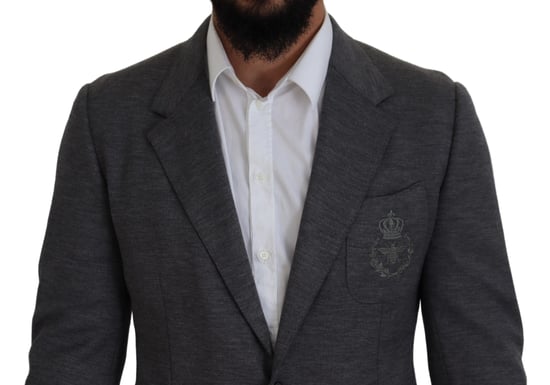 Blazer Gris Con Abeja Bordada Fit Clásico - Image 4