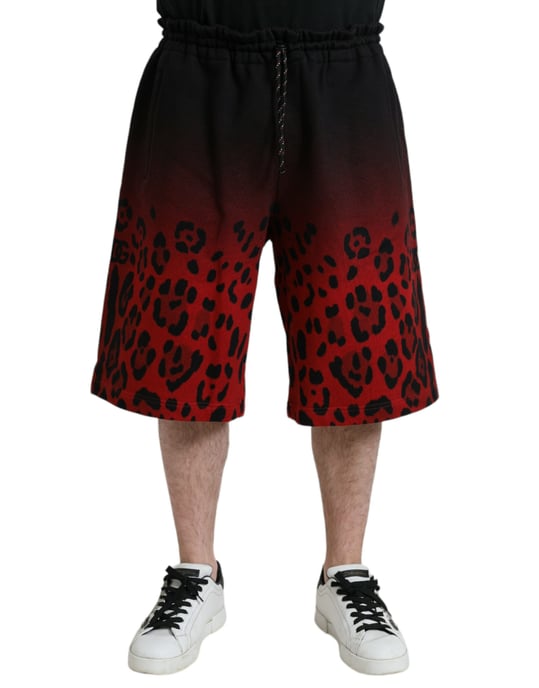 Pantalones cortos de sudadera con estampado de leopardo degradado - Image 1