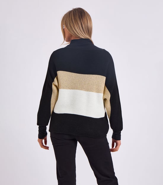 Jersey oversize de cuello en V y tejido de rayas - Image 4