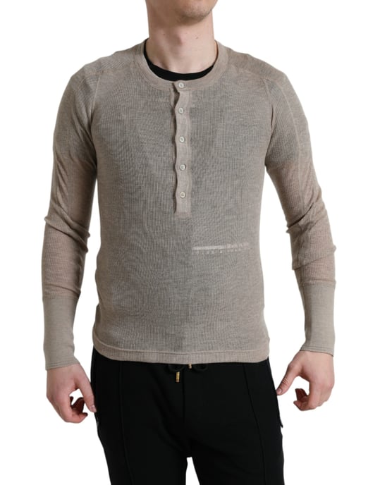Camisa de Cachemira Henley de Manga Larga - Image 1