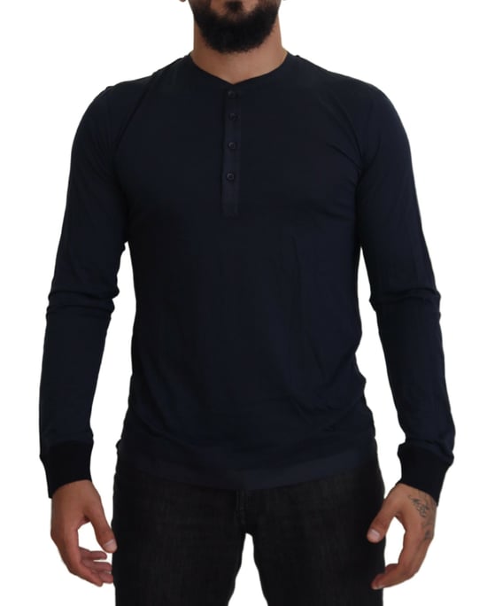 Camisa de punto de manga larga con cuello Henley - Image 1