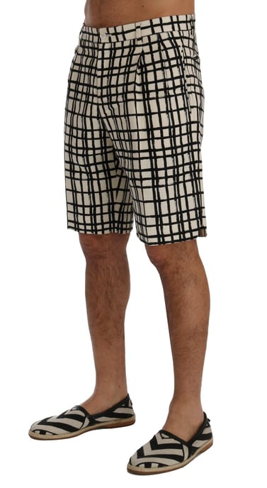 Pantalones Cortos Casuales Cuadrados Negros y Blancos - Image 2
