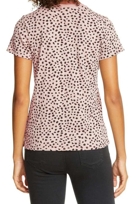 Camiseta de cuello redondo de manga corta con estampado de guepardo color albaricoque - Image 2
