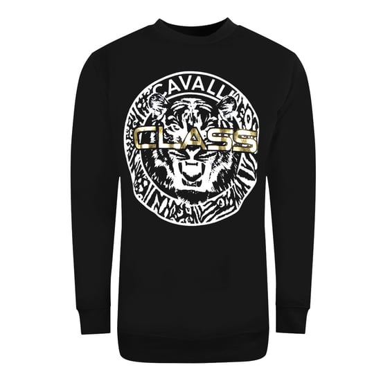 Sudadera Negra Con Logo Circular Grande De Cavalli Class Para Mujer - Image 1