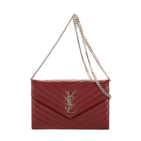 Yves Saint Laurent Enveloppe Chain Wallet en Borgoña Cuero de ternero - Image 1