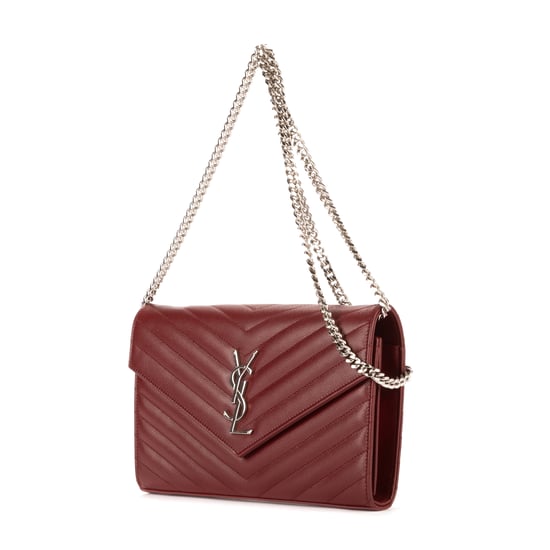 Yves Saint Laurent Enveloppe Chain Wallet en Borgoña Cuero de ternero - Image 2