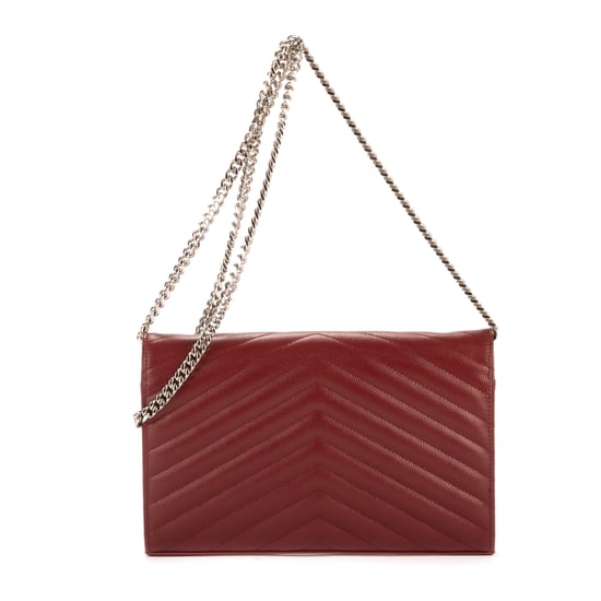 Yves Saint Laurent Enveloppe Chain Wallet en Borgoña Cuero de ternero - Image 4