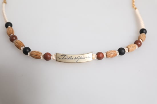 Collar de madera con cuentas y cadena de metal - Image 3