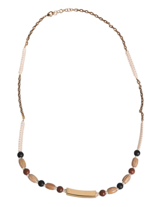 Collar de madera con cuentas y cadena de metal - Image 4