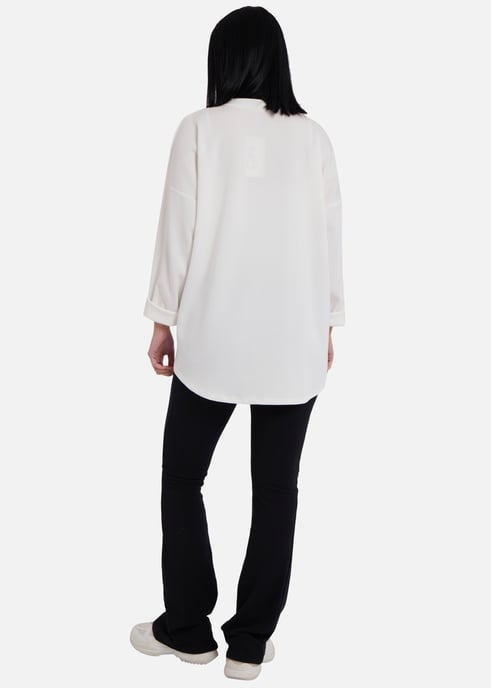 Jersey oversize con lazo lateral en contraste y color crema - Image 4