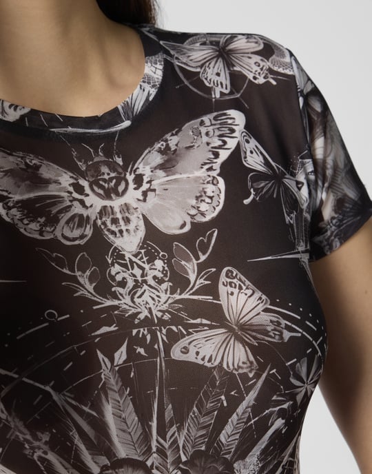 Tulle Sexy Pure Fit T-Shirt Butterfly Tattoo - Image 3