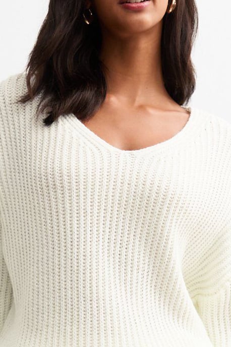Jersey oversize de punto grueso color crema - Image 2