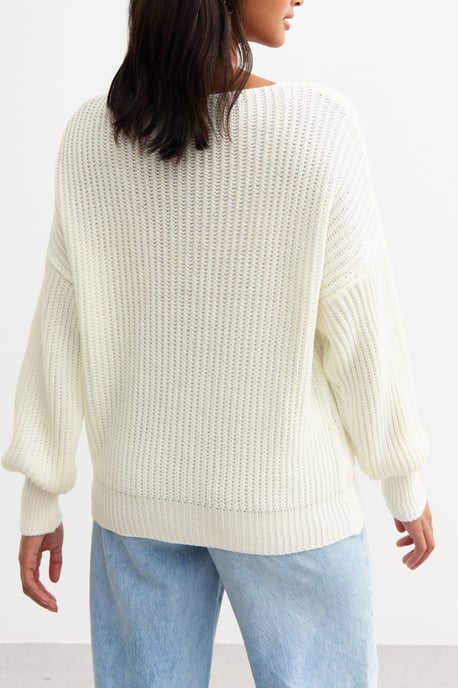 Jersey oversize de punto grueso color crema - Image 4