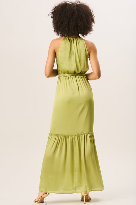 Vestido largo verde con cuello halter - Image 4