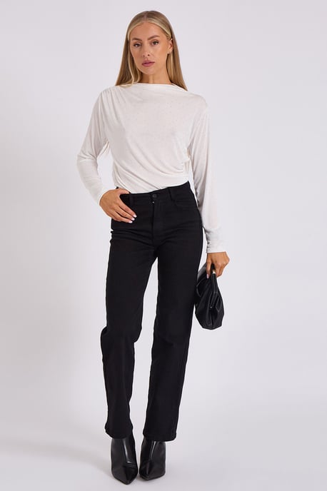 Body con cuello alto y tirantes finos en color blanco diamante - Image 1
