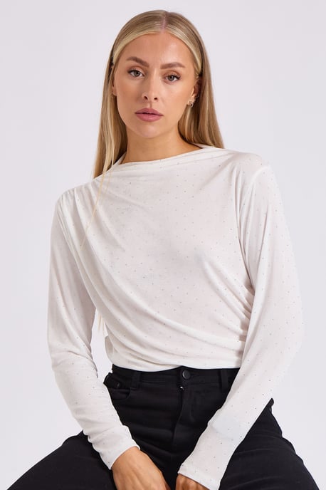 Body con cuello alto y tirantes finos en color blanco diamante - Image 2