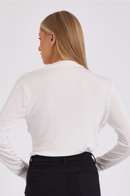 Body con cuello alto y tirantes finos en color blanco diamante - Image 4