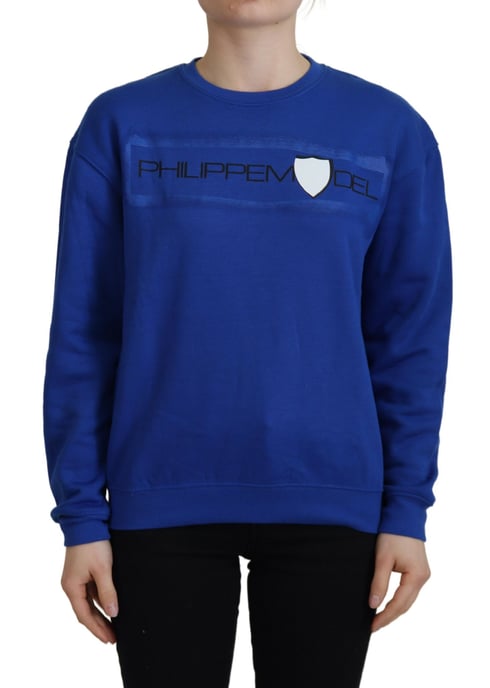Sudadera de Cuello Redondo Azul Ajuste Relajado - Image 1