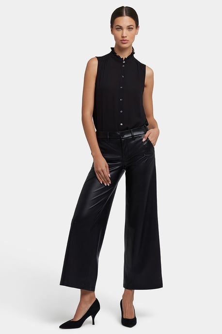 Pantalones amplios de cuero Vegan Stretch Sculpt-Her™ | Negro - Image 1