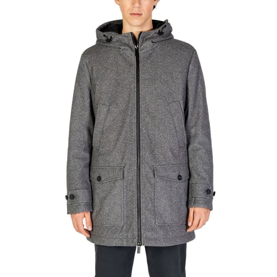 Parka con capucha de mezcla de lana y cierre de cremallera - Image 1