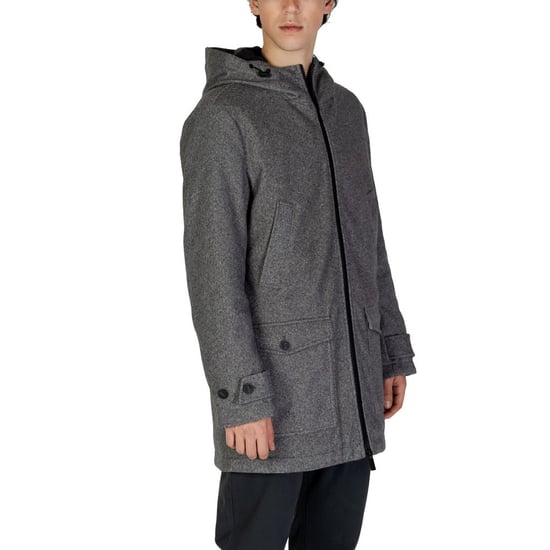 Parka con capucha de mezcla de lana y cierre de cremallera - Image 4