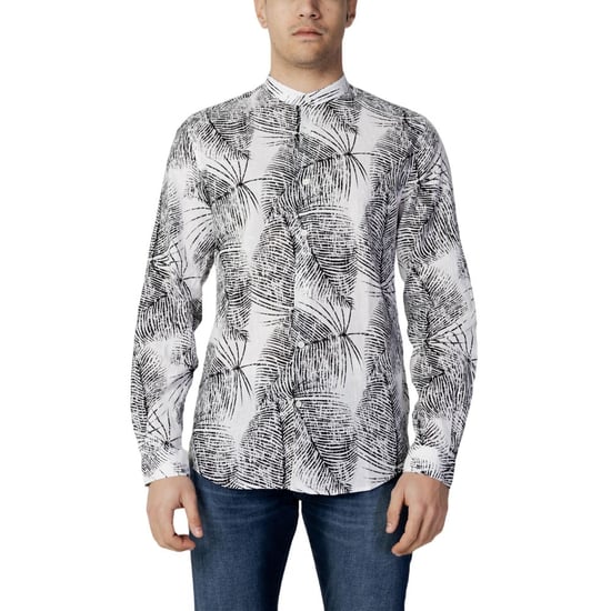 Camisa de lino estampada con cuello mao - Image 1