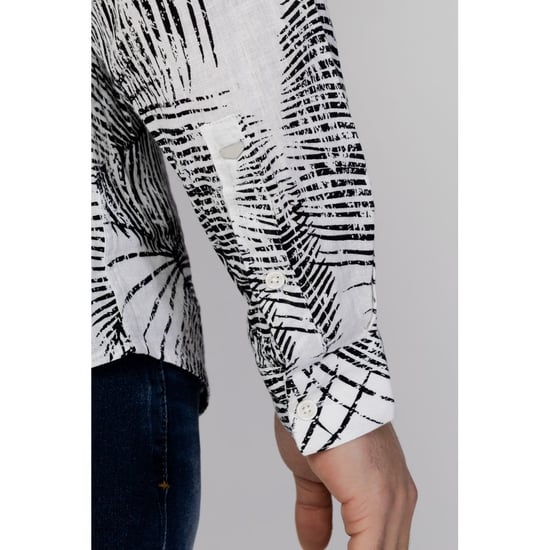 Camisa de lino estampada con cuello mao - Image 4
