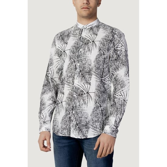 Camisa de lino estampada con cuello mao - Image 5