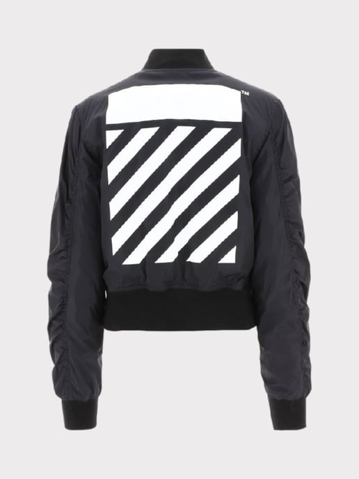 Chaqueta Bomber Diag Off-White Negra - Image 4