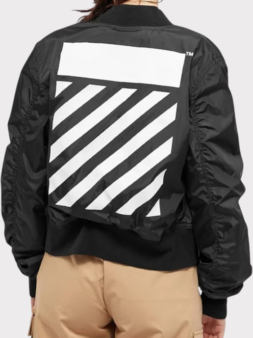 Chaqueta Bomber Diag Off-White Negra - Image 5
