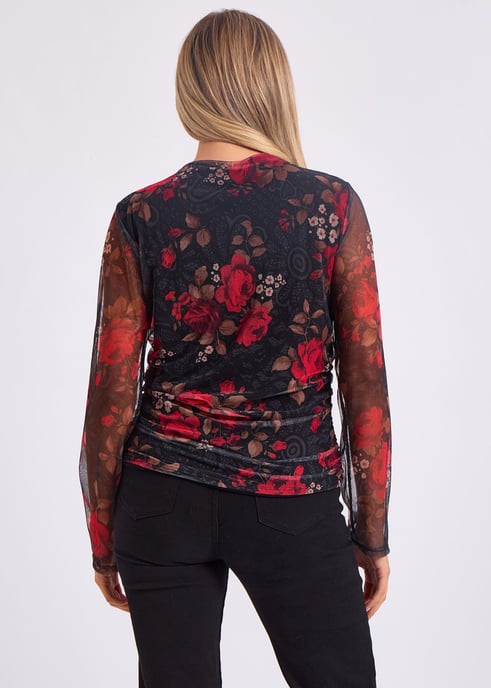 Top con fruncido delantero y estampado de malla - Image 4