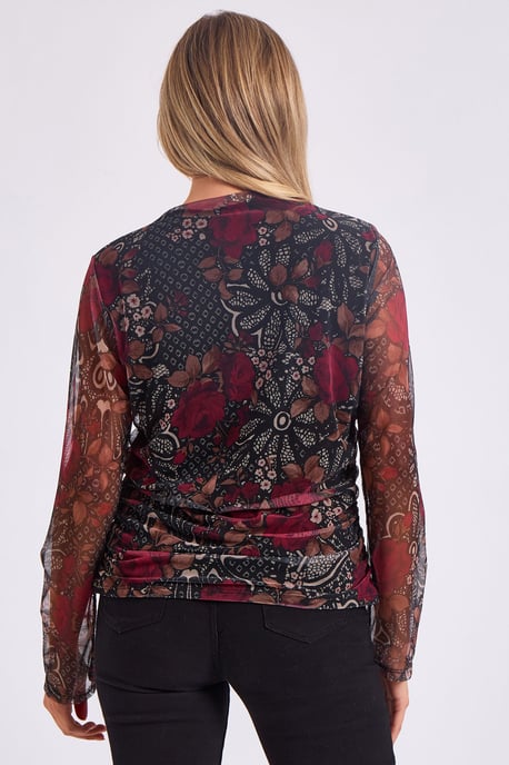 Top con fruncido delantero y estampado de malla - Image 4