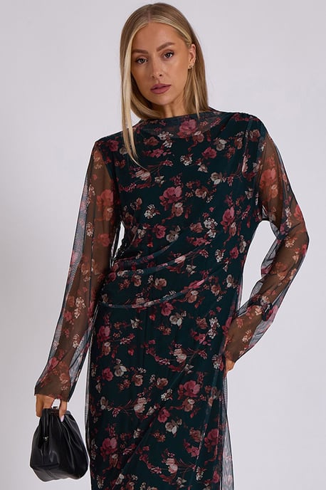 Vestido midi estampado de malla - Image 2