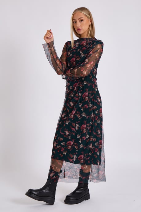 Vestido midi estampado de malla - Image 3