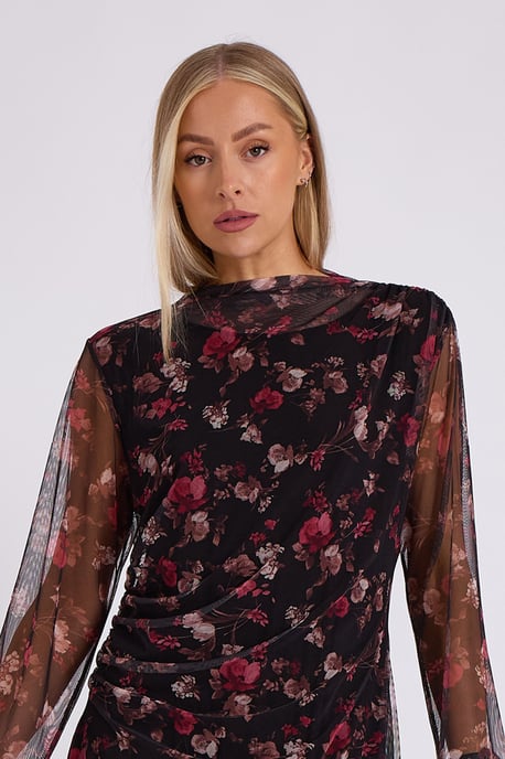 Vestido midi estampado de malla - Image 2