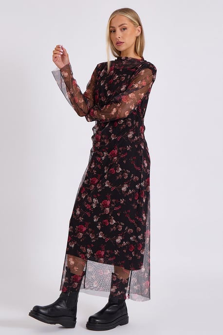 Vestido midi estampado de malla - Image 3