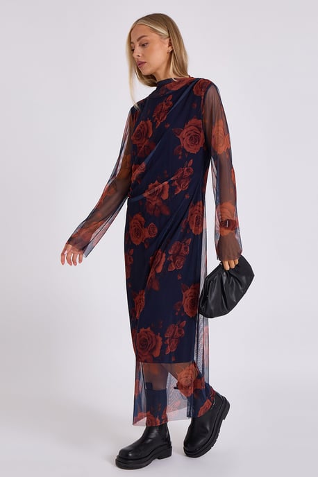 Vestido midi estampado de malla - Image 3