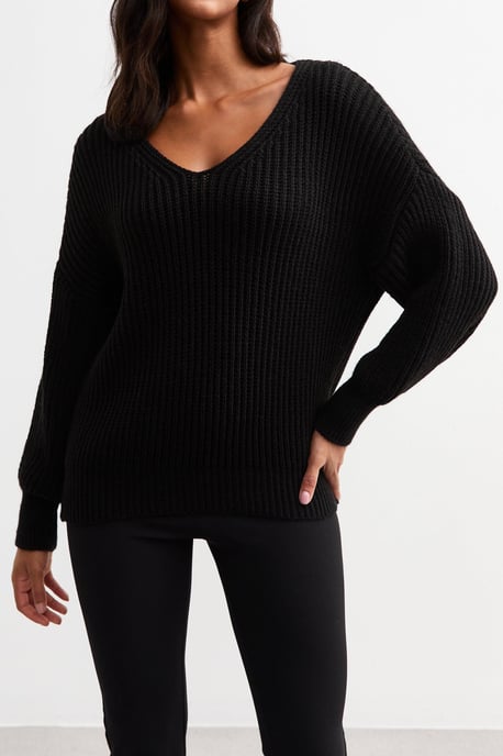 Jersey oversize negro de punto grueso - Image 1