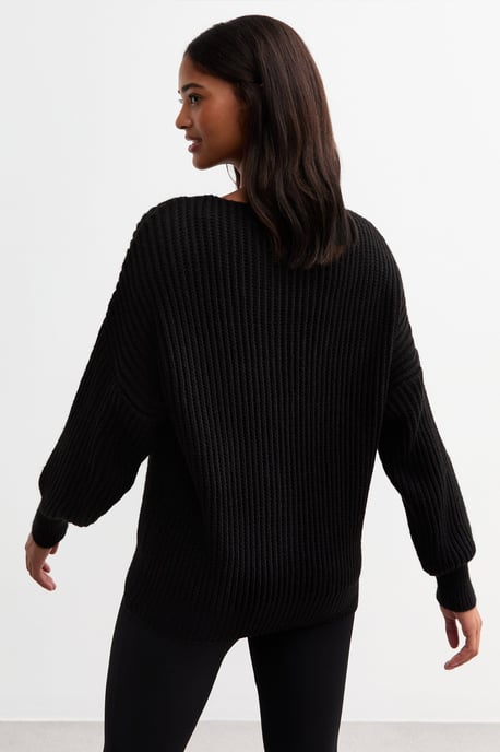 Jersey oversize negro de punto grueso - Image 4