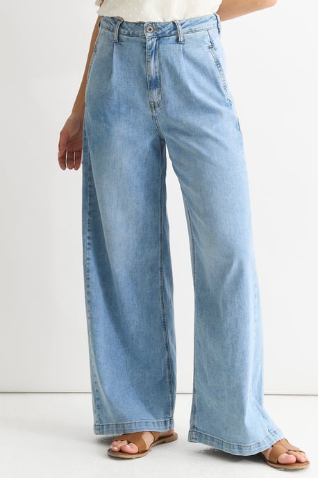 Vaqueros anchos azul denim lavado medio - Image 2