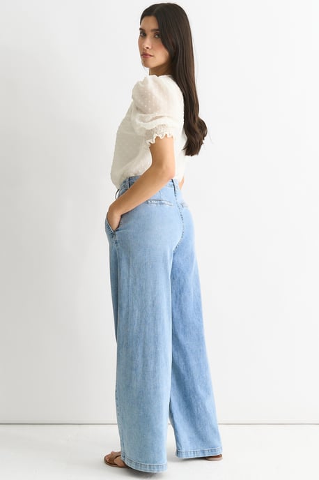 Vaqueros anchos azul denim lavado medio - Image 3