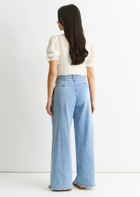 Vaqueros anchos azul denim lavado medio - Image 4