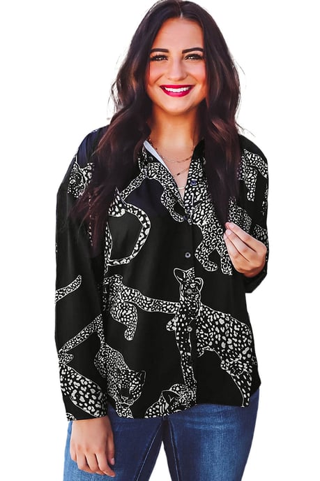 Camisa de satén con estampado de guepardo negro - Image 3