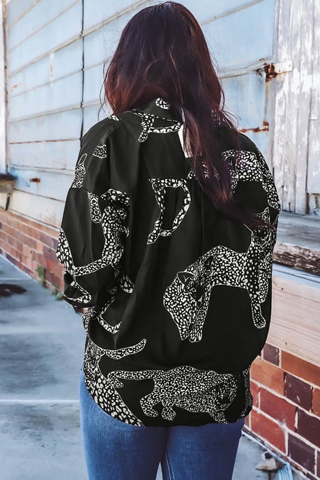 Camisa de satén con estampado de guepardo negro - Image 5