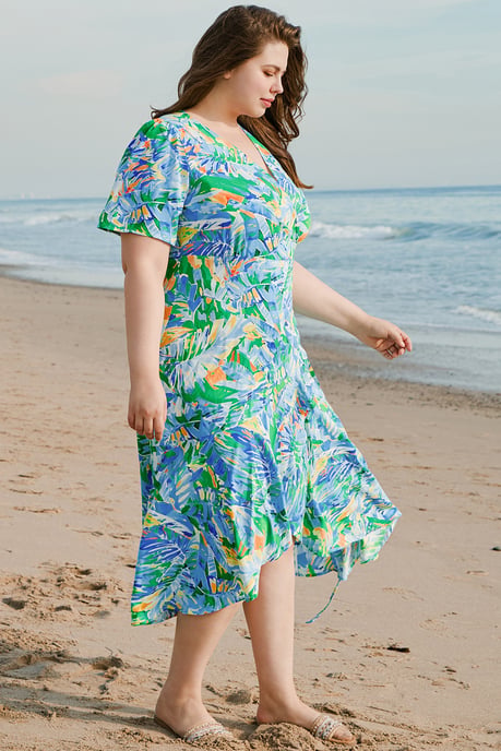 Vestido Envolvente Floral Tropical Talla Extra - Image 3