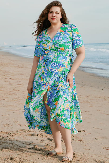 Vestido Envolvente Floral Tropical Talla Extra - Image 5