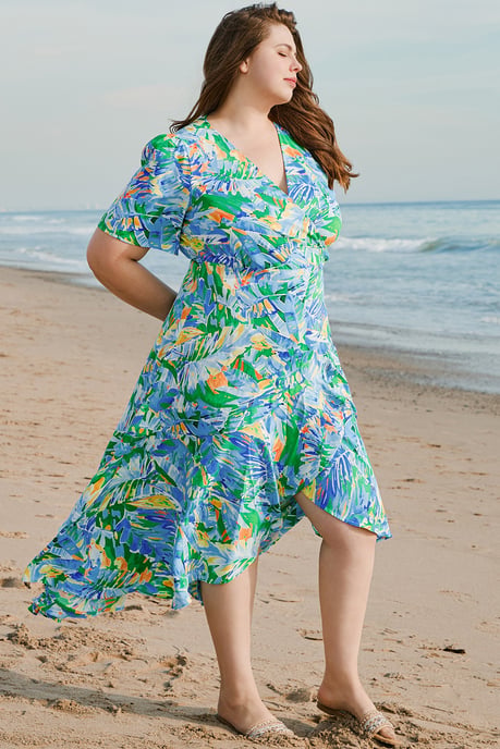 Vestido Envolvente Floral Tropical Talla Extra - Image 6
